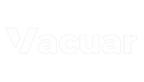 White 'Vacuar' logo on a white background